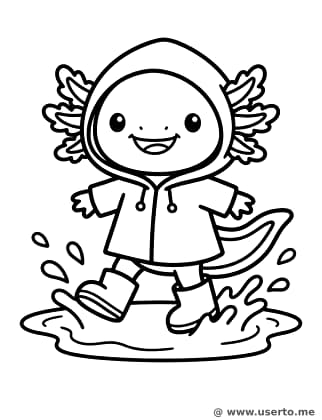 Pfützen-hüpfender Axolotl