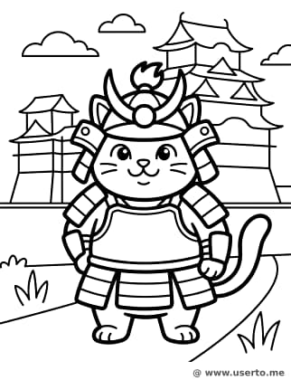 O gato samurai no Castelo de Himeji
