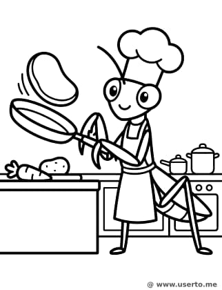 Chef Mantis Flipping Pancakes