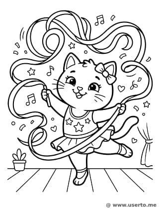 Graceful Cat Ribbon Dance