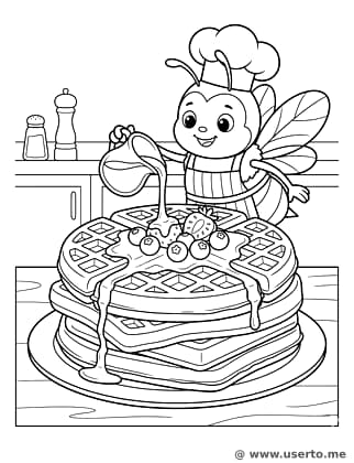 A Torre de Waffles Dourados da Abelha Padeira