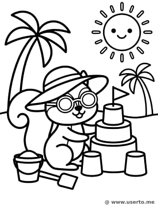 Esquilo arquiteto de castelos de areia