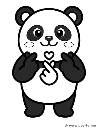 Panda Feliz com Coração de Dedo