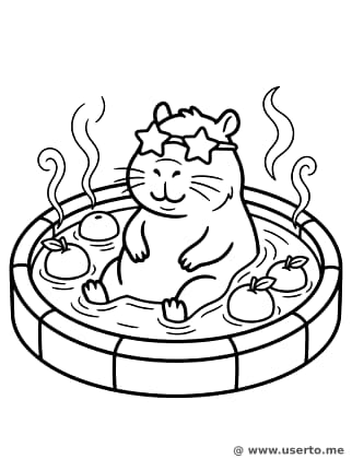 스파를 즐기는 멋쟁이 카피바라