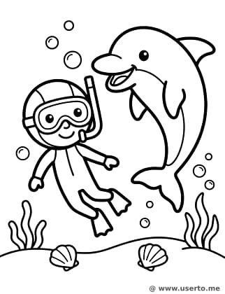 Underwater Explorer and the Dolphin
