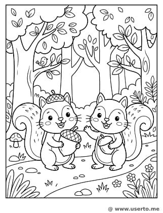 Eichhörnchen auf herbstlicher Nusssuche