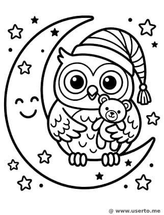 Bedtime Owl on the Moon