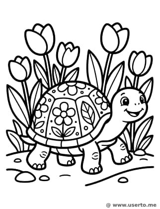 Floral Turtle's Spring Walk