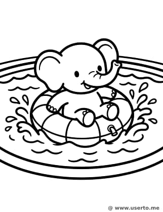 친근하게 수영하는 코끼리