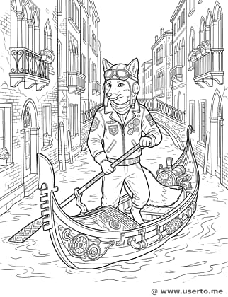 Steampunk Fox in a Gondola