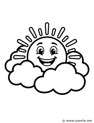 Smiling Sun & Fluffy Clouds