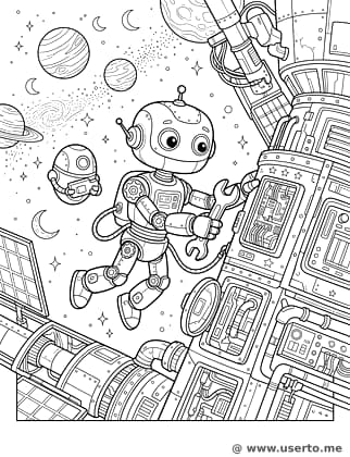 Robô Consertando a Estação Espacial