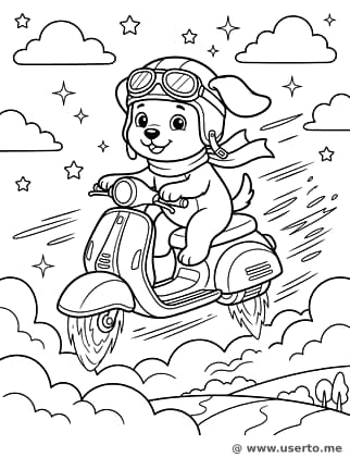 Cachorrinho Piloto de Patinete Voadora
