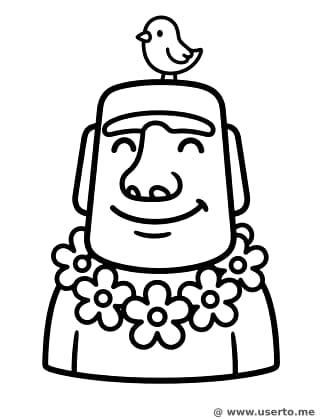 Glückliche Moai-Statue mit einem Freund