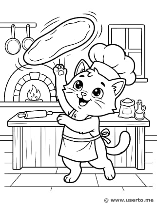Die Pizza-Drehung von Katzen-Chef