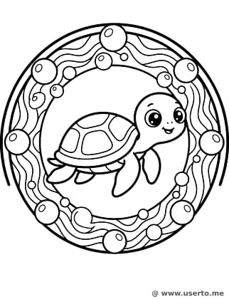 Playful Sea Turtle Swirl Mandala