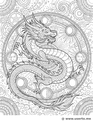 Mandala de Engrenagens e Dragão Celestial