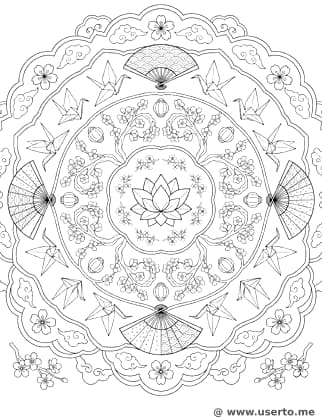 Beruhigendes japanisches Kimono-Mandala