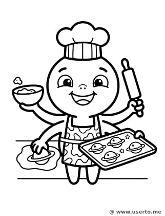 Chef Extraterrestre Horneando Galletas de Luz Estelar