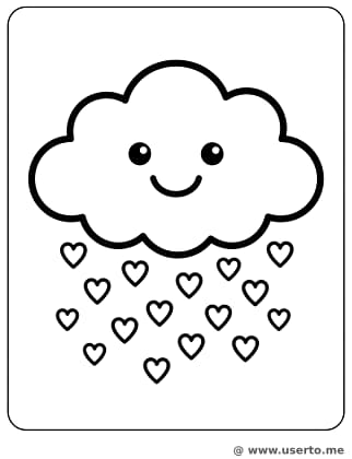 하트 비를 뿌리는 구름