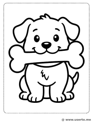 뼈다귀를 문 강아지