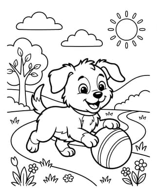 Excited Puppy Playing Ball