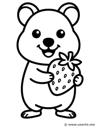 La merienda de fresas del quokka feliz