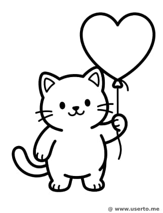 Gatinho Feliz com Balão