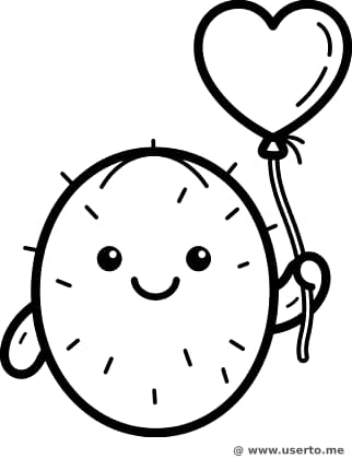 Freundlicher Kaktus, der einen Ballon umarmt