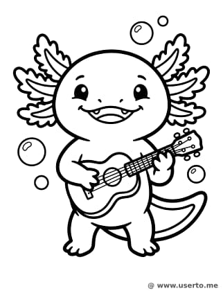 Happy Axolotl Musician