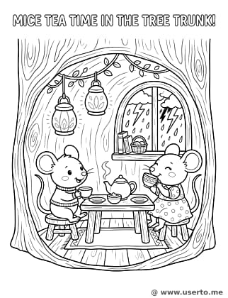 Fiesta del té de los ratones en la tormenta