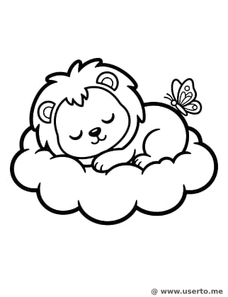 포근한 아기 사자와 나비 친구