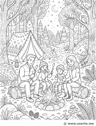 숲속 가족 캠핑