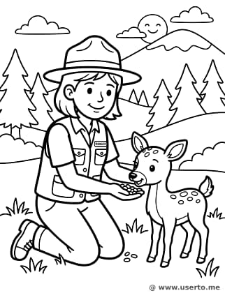 Park Ranger Feeding a Baby Deer