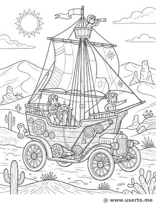 Iate Terrestre Steampunk do Deserto