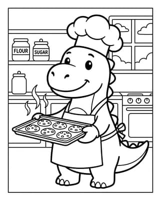 빵을 굽는 공룡 요리사