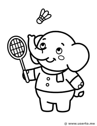 El gran bádminton del elefante feliz
