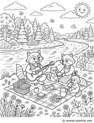 너구리 가족의 피크닉