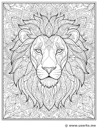 위엄 있는 사자의 기하학적 포효