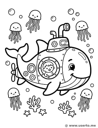 Submarino Amigável em Forma de Baleia