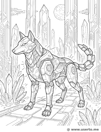 Lobo cibernético del bosque de cristal