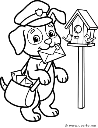 행복한 강아지 우체부