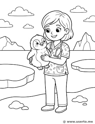 Veterinario de Pingüinos de la Antártida