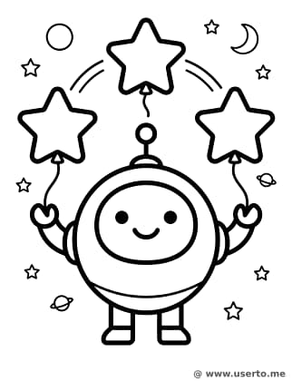 El malabarismo de estrellas del robotito
