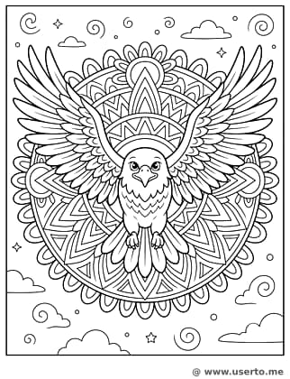 Aztec Sun Eagle Sky Mandala
