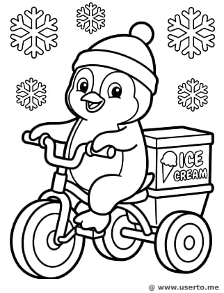 펭귄의 눈 내리는 아이스크림 세발자전거