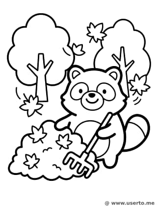 A pilha de folhas crocantes do tanuki