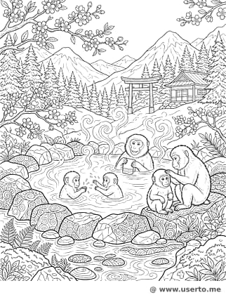 젠 스노우 몽키 온천