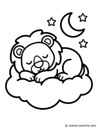 구름 위 잠든 아기 사자