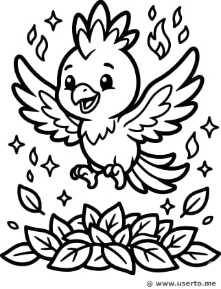 Baby-Phönix und Herbstblätter